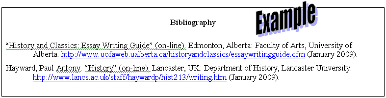 Bibliography example for Thesis paper